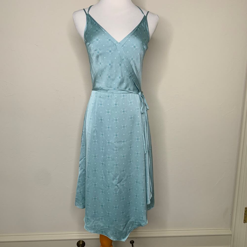 August 1 Eight Green Silky A Line Dress Small